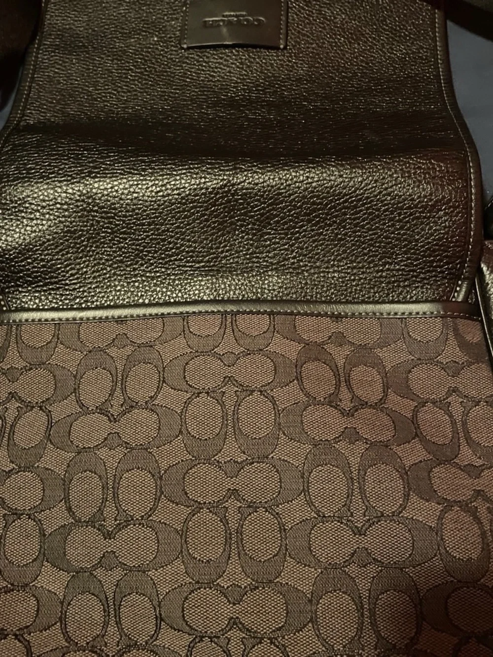 Coach Men’s Dark Brown Signature Messenger Bag